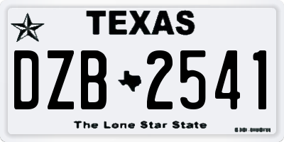 TX license plate DZB2541