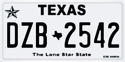 TX license plate DZB2542