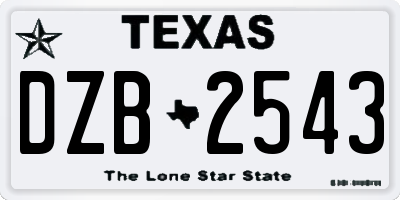 TX license plate DZB2543