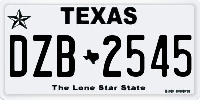 TX license plate DZB2545