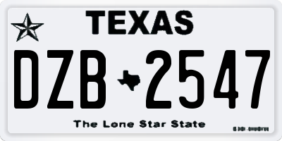 TX license plate DZB2547
