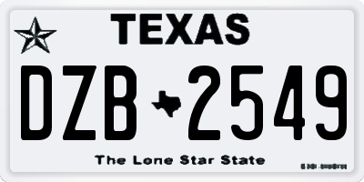 TX license plate DZB2549