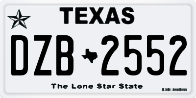 TX license plate DZB2552