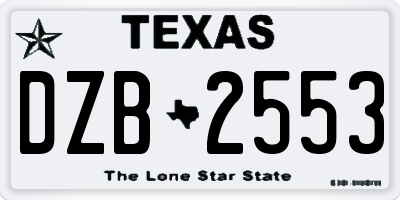 TX license plate DZB2553