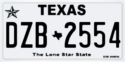 TX license plate DZB2554