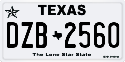 TX license plate DZB2560