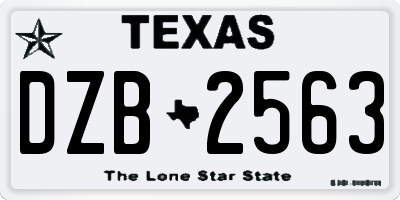 TX license plate DZB2563