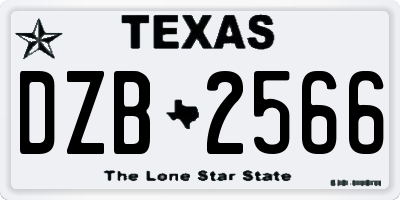 TX license plate DZB2566