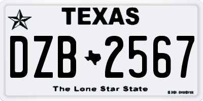 TX license plate DZB2567