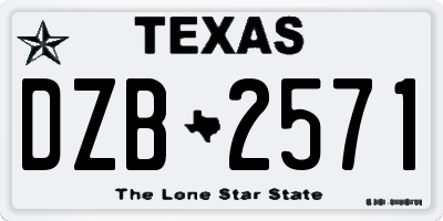 TX license plate DZB2571
