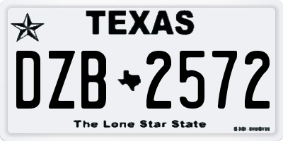 TX license plate DZB2572