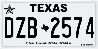 TX license plate DZB2574
