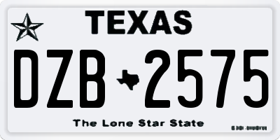 TX license plate DZB2575