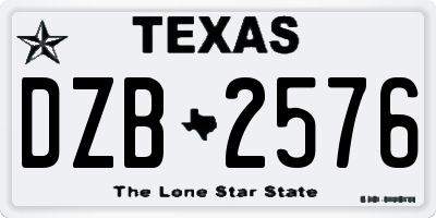 TX license plate DZB2576