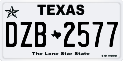TX license plate DZB2577