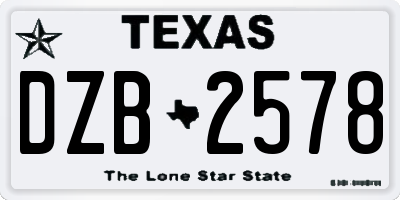 TX license plate DZB2578
