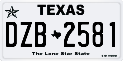 TX license plate DZB2581