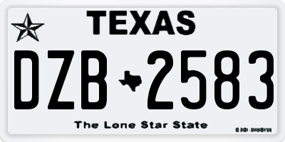 TX license plate DZB2583