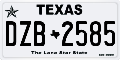 TX license plate DZB2585