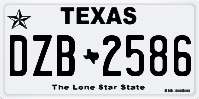 TX license plate DZB2586