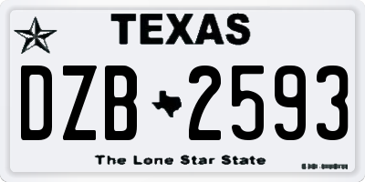 TX license plate DZB2593