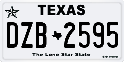 TX license plate DZB2595