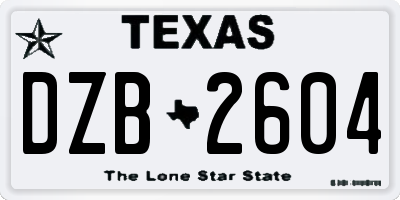TX license plate DZB2604