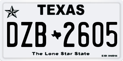 TX license plate DZB2605