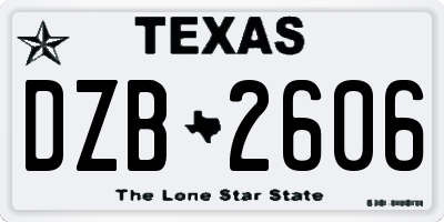 TX license plate DZB2606