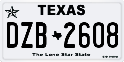 TX license plate DZB2608