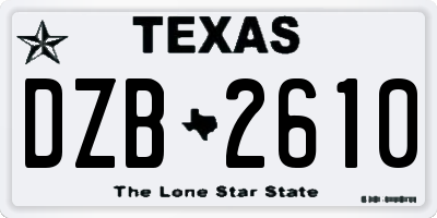 TX license plate DZB2610