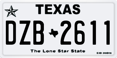 TX license plate DZB2611