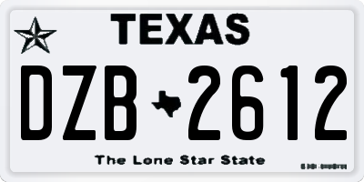 TX license plate DZB2612