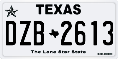 TX license plate DZB2613