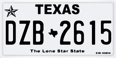 TX license plate DZB2615