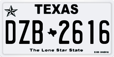 TX license plate DZB2616