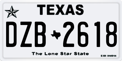 TX license plate DZB2618