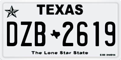 TX license plate DZB2619