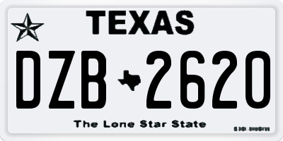 TX license plate DZB2620