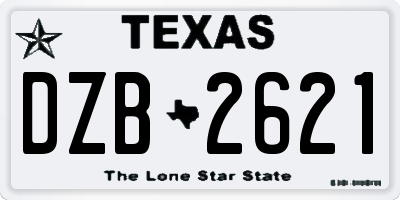 TX license plate DZB2621