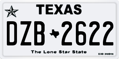 TX license plate DZB2622