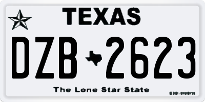 TX license plate DZB2623
