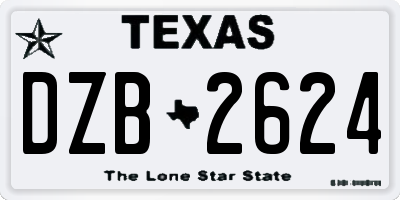 TX license plate DZB2624