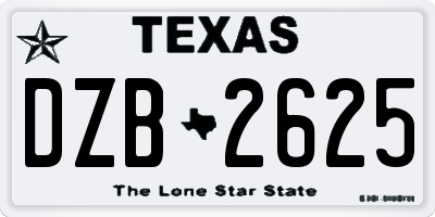 TX license plate DZB2625