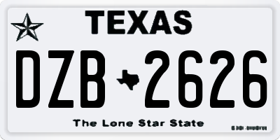 TX license plate DZB2626