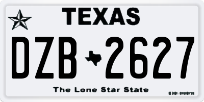 TX license plate DZB2627