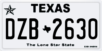 TX license plate DZB2630
