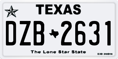 TX license plate DZB2631