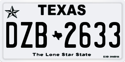 TX license plate DZB2633