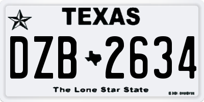 TX license plate DZB2634
